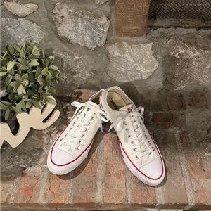 Converse White Athletic Shoes with Red Accents